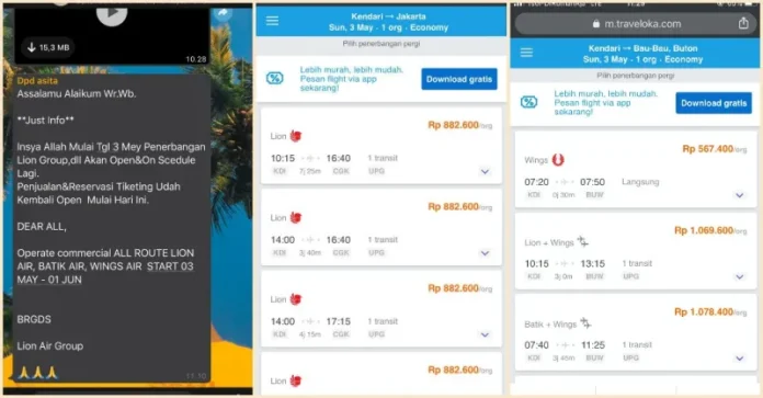 Lion Air buka Kembali Penjualan Tiket Pesawat dari Kendari