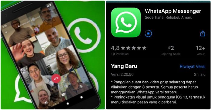 WhatsApp Terbaru Bisa Video Call 8 Orang