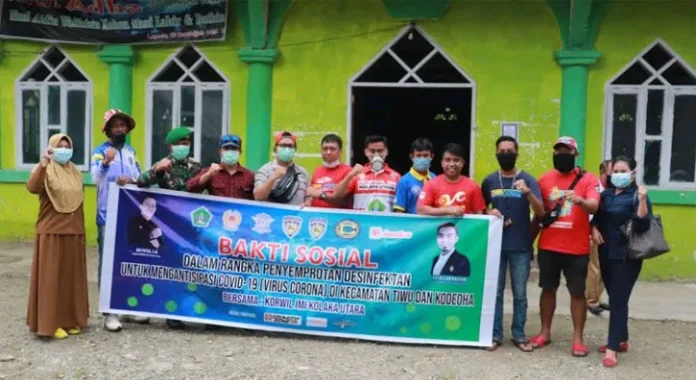 Anggota DPRD Kolut Gandeng IMI Lakukan Penyemprotan Disinfektan