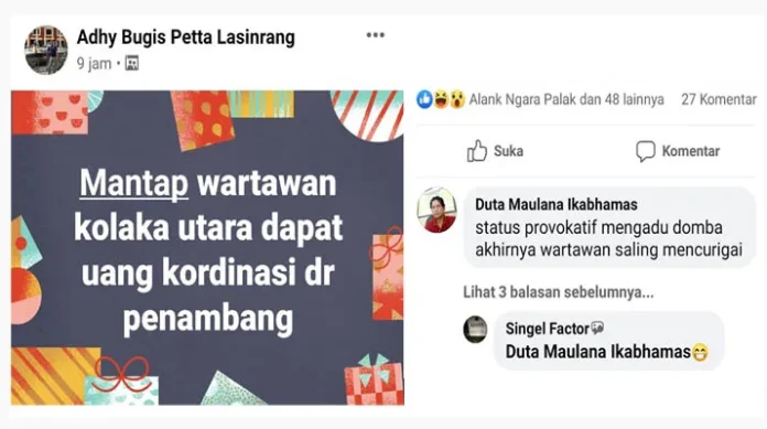 Diduga Lecehkan Profesi Wartawan Kolut, Akun FB Ini Dipolisikan