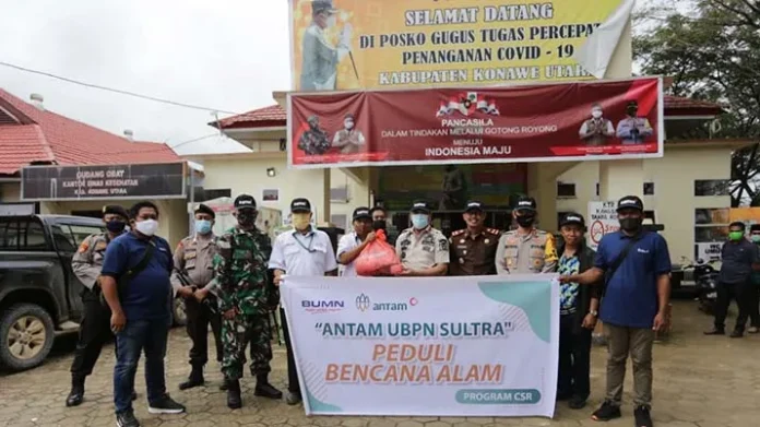 Bantu Korban Terdampak Banjir di Konut, Antam Salurkan Paket Sembako