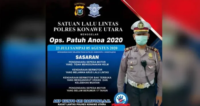 Polres Konut Tindak di Tempat 27 Pengendara Tanpa Helm dan Surat