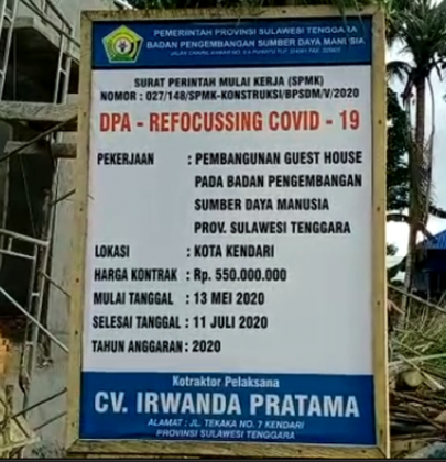 Proyek di Badan Pengembangan Sumber Daya Manusia (BPSDM) Sultra.