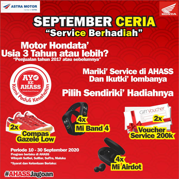 Spesial di September, Servis Motor di AHASS Bisa Dapat Hadiah