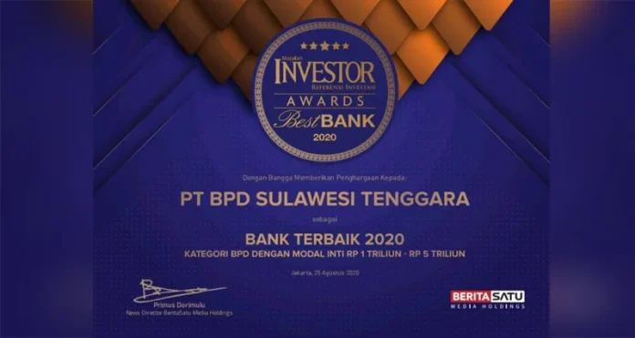 Bank Sultra Raih 3 Penghargaan Jadi Bank Daerah Terbaik 2020