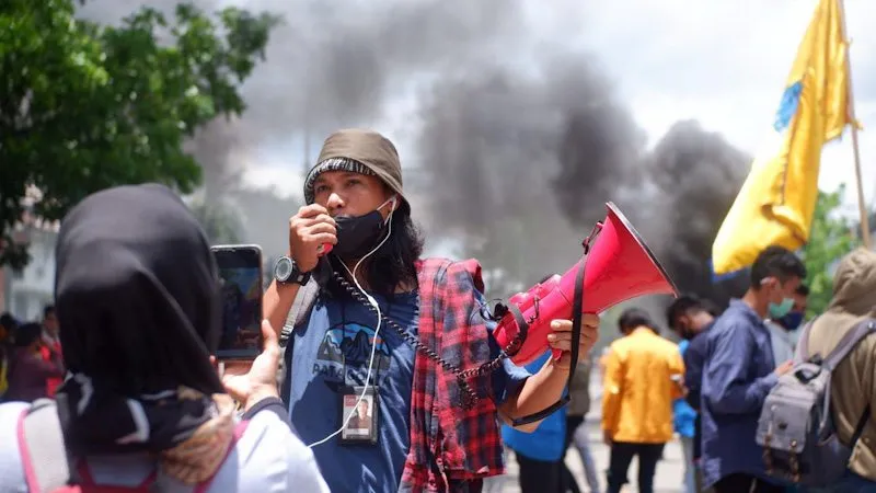 Foto: Demo Menolak UU Omnibus Law di Kendari