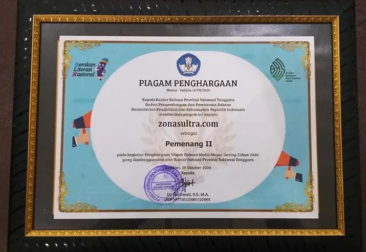 Zonasultra.com Raih Juara II Penggunaan Bahasa Media Siber