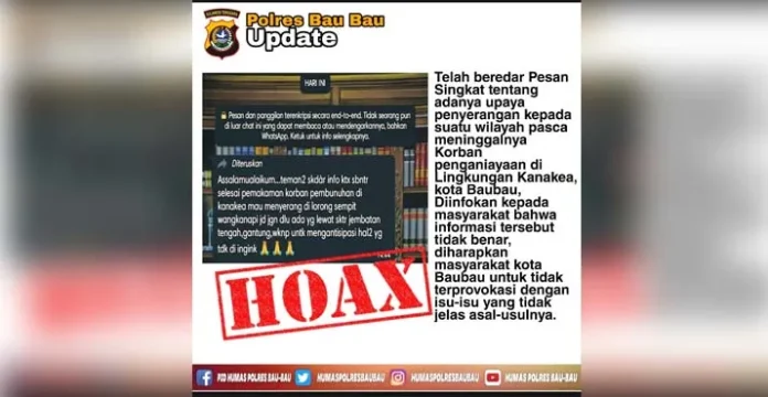 Pesan Berantai Warga Kanakea Bakal Menyerang Beredar, Kapolres Baubau : Itu Hoaks