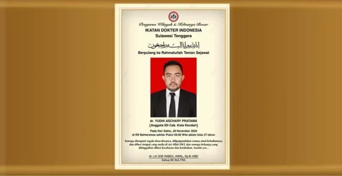 Seorang Dokter Muda di Kendari Meninggal Akibat Covid-19