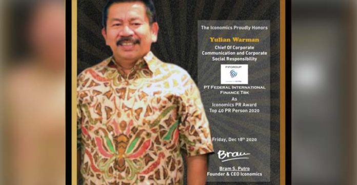 Yulian Warman Raih Top 40 PR Person dari Iconomics 2020