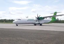 Citilink Mendarat Perdana di Bandara Sugimanuru Mubar Citilink Mendarat Perdana di Bandara Sugimanuru Mubar