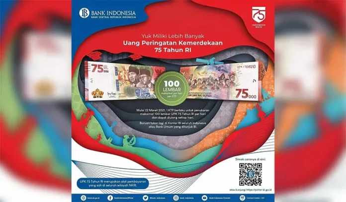 BI Sultra Layani Penukaran Uang Pecahan Rp75.000, Satu KTP Bisa 100 Lembar