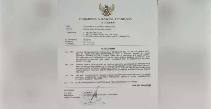 Wakil Bupati Andi Merya Ditunjuk Jadi Plt Bupati Koltim