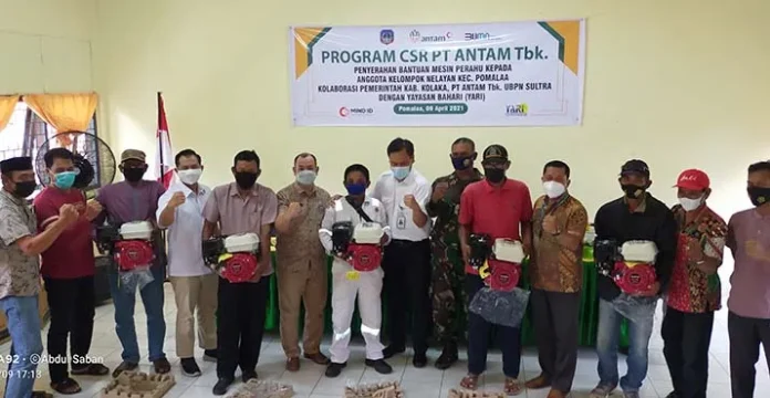 antambantu ANTAM Bantu 100 Unit Mesin Perahu untuk Nelayan Pomalaa