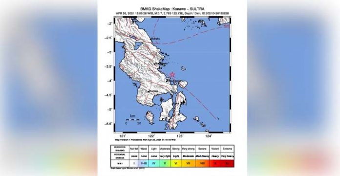 Kendari Diguncang Gempa 3,7 SR