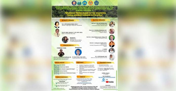 FHIL UHO Gelar Seminar Nasional Pengelolaan Hutan Pasca UU Cipta Kerja Ditetapkan