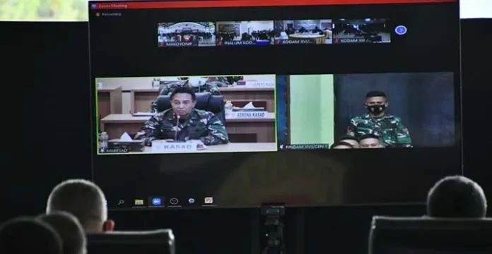 IMG-20210708-WA0038 Amankan Obvitnas, Satgas Yonif 725 Woroagi Terima Pengarahan dari Kasad secara Virtual