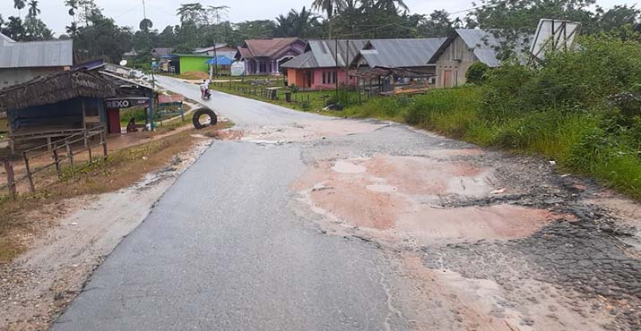 Ruas Jalan Poros Kendari-Motaha Dipenuhi Kubangan