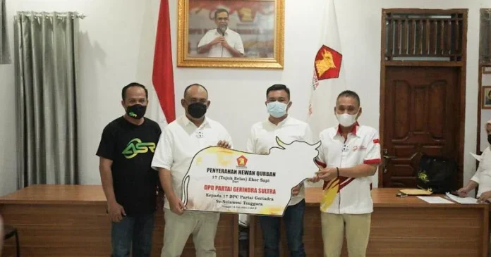 Iduladha 2021, Gerindra Sultra dan ASR Kurban 34 Ekor Sapi