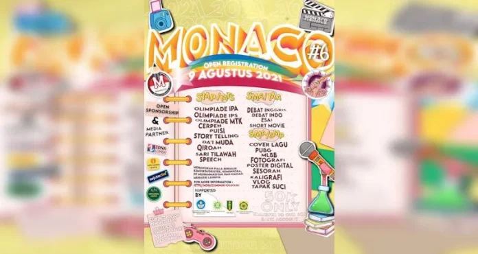 Pendaftaran Kompetisi Monaco 2021 untuk Pelajar SMP dan SMA Resmi Buka Pendaftaran Kompetisi Monaco 2021 untuk Pelajar SMP dan SMA Resmi Buka