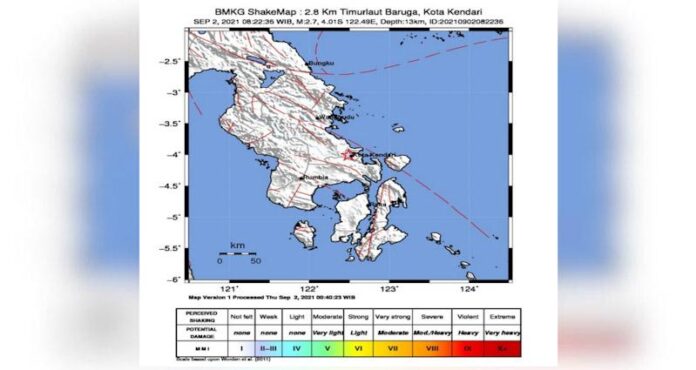 Gempa Magnitudo 2,7 Kembali Terjadi di Kendari