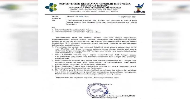 Seleksi P3K Guru di Mubar, Rapid Antigen Gratis