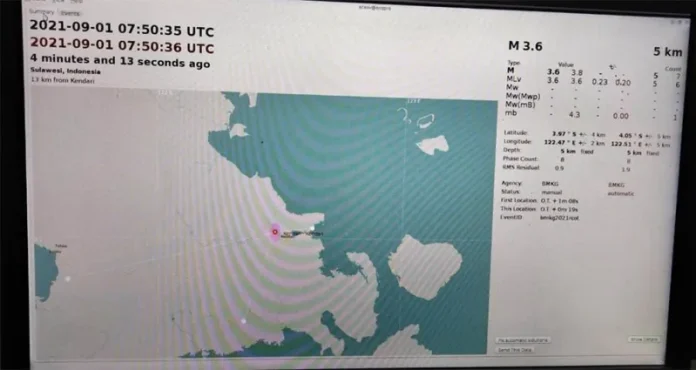 Gempa Magnitudo 3,6 Guncang Kota Kendari, Pusatnya di Puuwatu