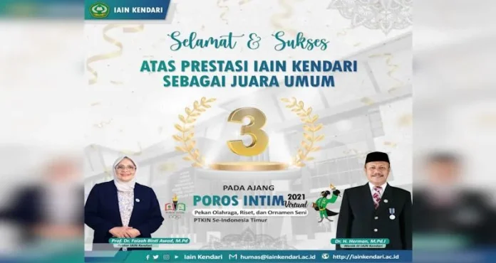 IAIN Kendari Raih Juara Umum ke-3 POROS INTIM 2021