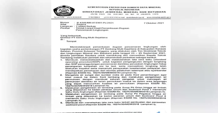Kementerian ESDM Minta Aktivitas PT GMS di Konsel Dihentikan Sementara