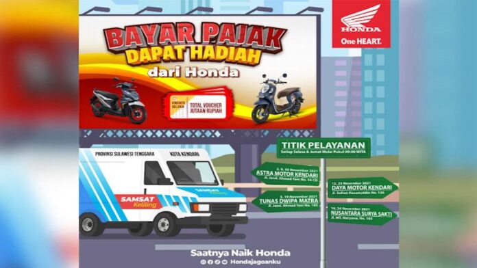 Bayar Pajak pada Samsat Keliling di Jaringan Honda Kendari Dapat Hadiah