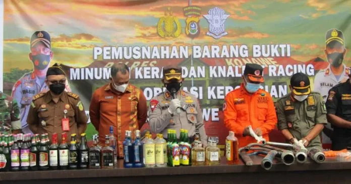 Polres Konawe Musnahkan Miras dan Knalpot Racing