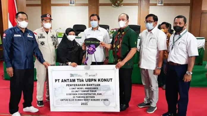 Antam Serahkan Bantuan Ambulance dan Alkes untuk BLUD RS Konut