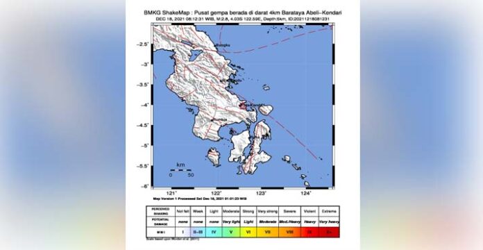 Gempabumi Magnitudo 2,8 Guncang Kendari