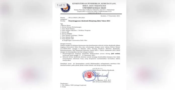 UHO Gelar Kuliah Online 100 Persen Hingga Akhir Tahun