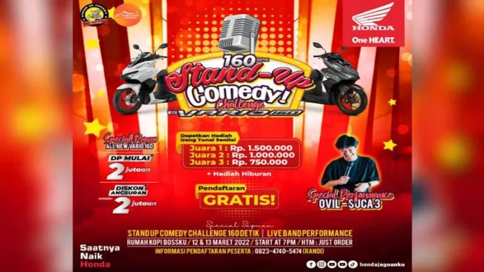 Astra Motor Sulsel Gelar Lomba Stand-Up Comedy Challenge 160 Detik, Gratis Biaya Pendaftaran Astra Motor Sulsel Gelar Lomba Stand-Up Comedy Challenge 160 Detik, Gratis Biaya Pendaftaran