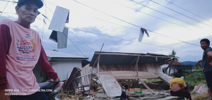 Puting Beliung Terjang Desa Ameroro Konawe, Puluhan Rumah Rusak