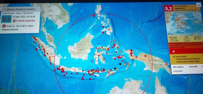 Gempa Bumi Magnitudo 5,2 Guncang Kendari, Gempa Susulan 5 Kali