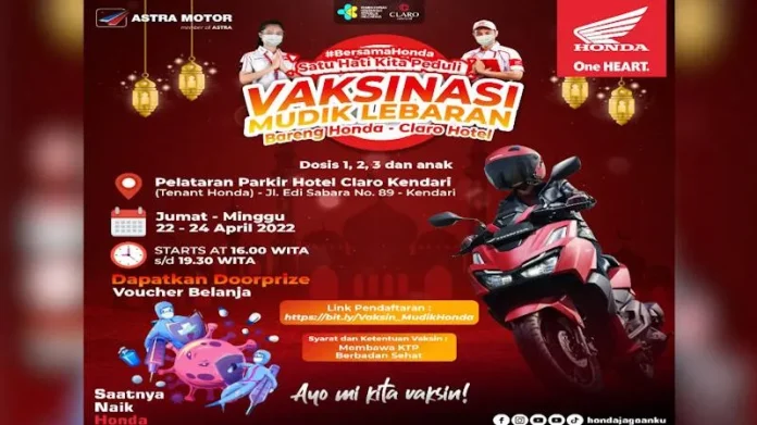 Ikut Vaksinasi Berhadiah Voucher Belanja Bareng Honda di Kendari