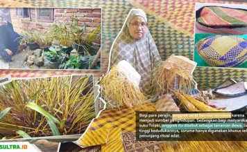 Perburuan Sorume dan Ritual Adat Tolaki Asnawati memproduksi songkok, tikar adat