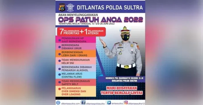 Polda Sultra Gelar Operasi Lalu Lintas, Ini Sasarannya
