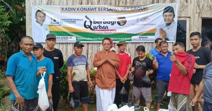 PT UBP Group Bagi-bagi Daging Kurban di Empat Wilayah di Sultra