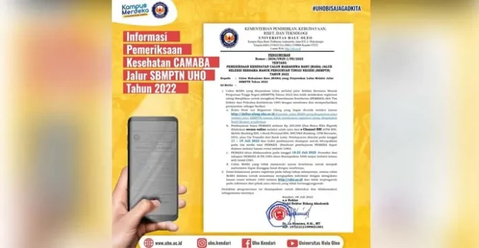 kesehatancamaba Ini Jadwal Pemeriksaan Kesehatan untuk Lulusan SBMPTN UHO 2022