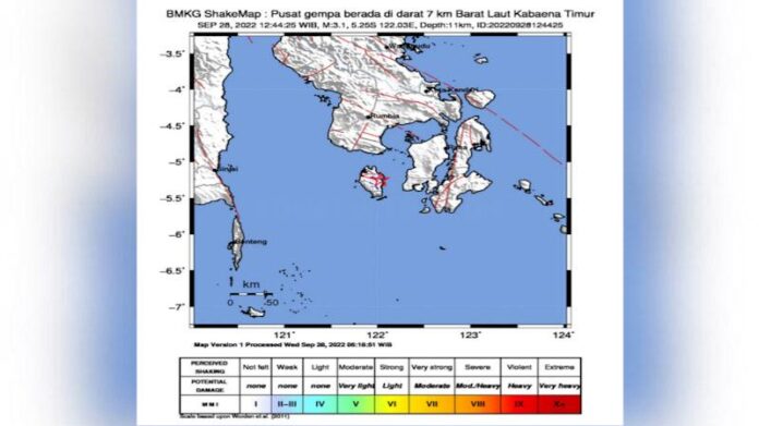 Gempa Bermagnitudo 3,1 Guncang Kabaena Timur Bombana