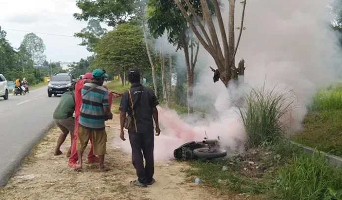 Motor Calo BBM di Mubar Terbakar di SPBU