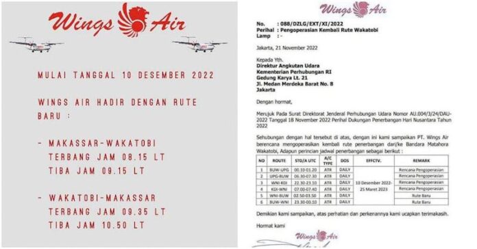 Desember 2022, Wings Air Kembali Mengudara di Wakatobi