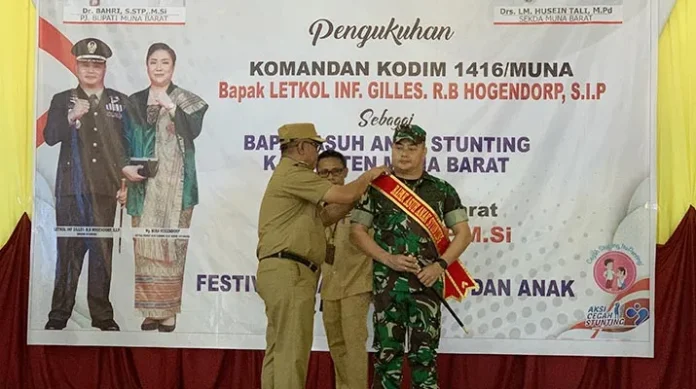 Dandim 1416/Muna Didapuk Sebagai Bapak Asuh Anak Stunting di Mubar
