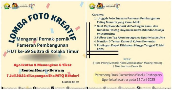 Ayo Ikut Lomba Foto Kreatif Pameran HUT Sultra! Berhadiah Tiket Konser Dewa 19