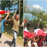Warga di Muna Bentangkan Bendera Merah Putih Sepanjang 78 Meter Warga di Muna Bentangkan Bendera Merah Putih Sepanjang 78 Meter
