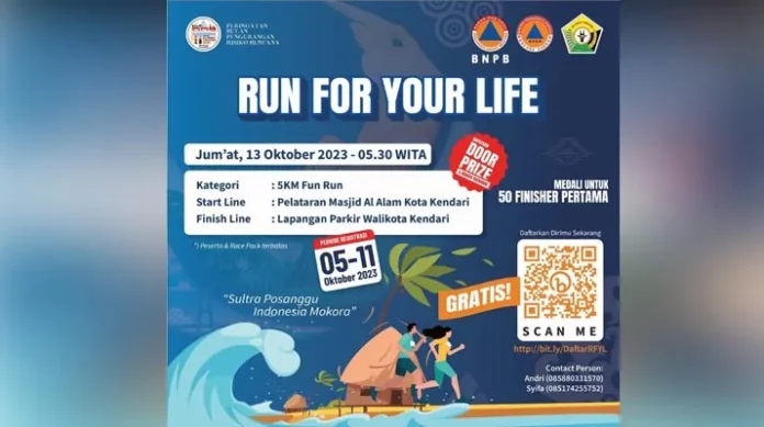 Pendaftaran Lomba Lari 5 Km Dalam Rangkaian PRB Nasional 2023 di Kendari Gratis