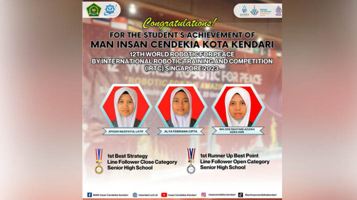 Tiga Siswa MAN IC Kendari Raih Juara di Kompetisi Internasional Robotic 2023